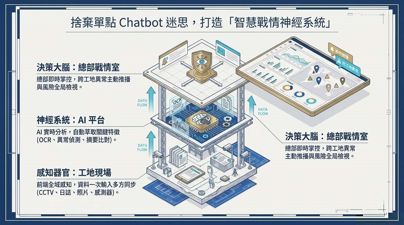 營造業 AI 戰情中心產品應用示意圖